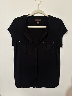 Dana Buchman Black Short-Sleeve Button Down Shirt